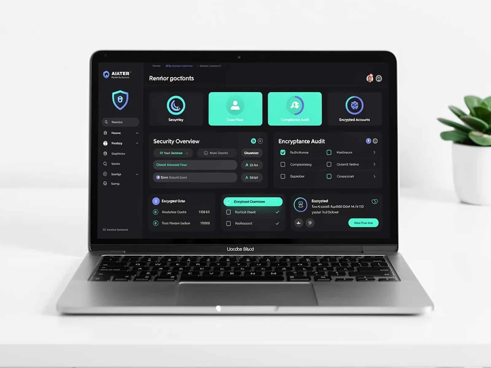 Atlas Finance security and compliance dashboard displayed on laptop